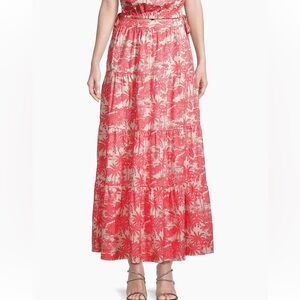 Cotton Tiered Toile Maxi Skirt